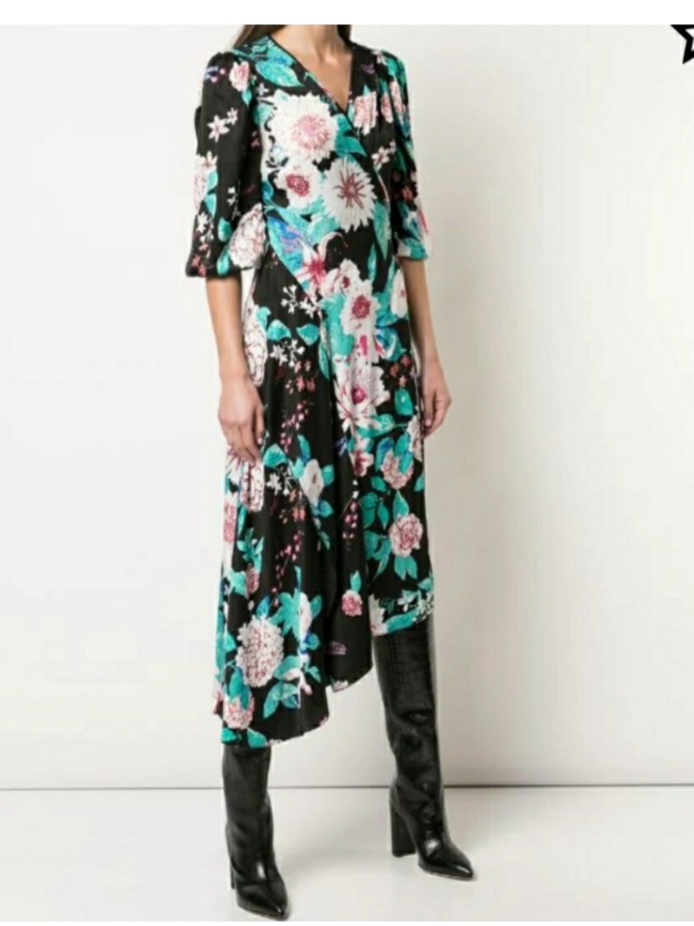 $498 Diane Von Furstenberg Audrina wrap dress size XS black floral
